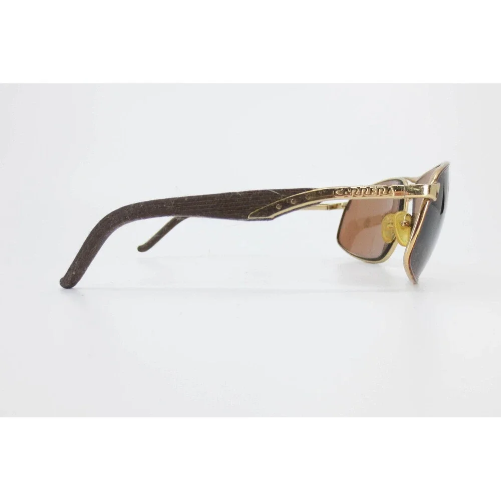 Carrera Vintage Aviator Sunglasses Gold Tone Metal Frame Brown Lens 35406